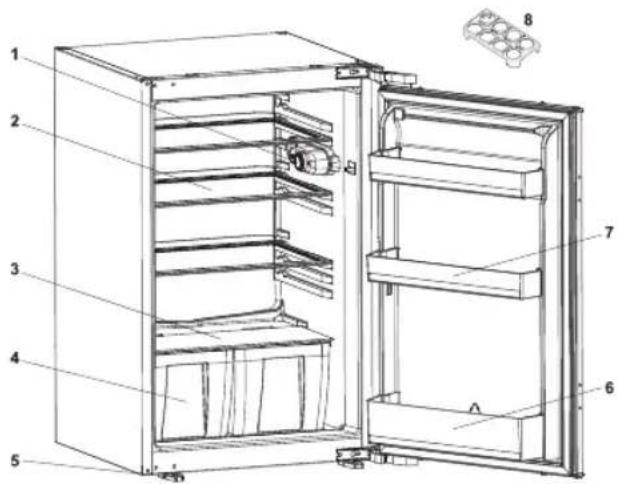 BAUKNECHT KRIE 500 A++ - THE PARTS OF THE APPLIANCE AND THE COMPARTMENTS - 1