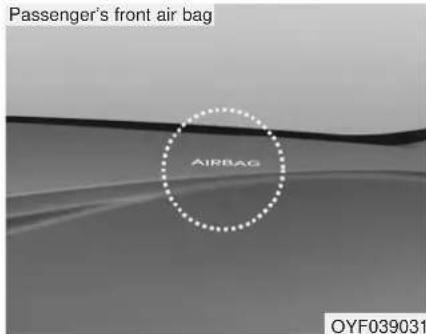 Passenger's front air bag AIRBAG OYF039031