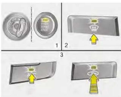Diagram showing four steps of a door switch mechanism with labeled components and directional arrows indicating motion or sequence.