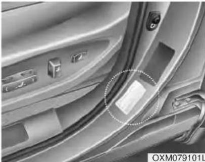 KIA Soul (2019) - Recommended cold tire inflation pressures - 1