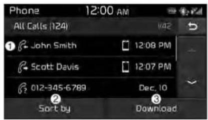KIA Soul (2019) - Call history - 1