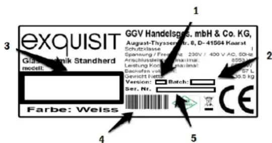 Exquisit EH11.3-4 - Typenschild (Abbildung ähnlich) - 1