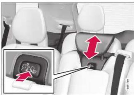 VOLVO XC90 T8 (2019) - Adjusting the second row head restraints - 2