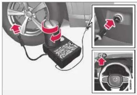 Diagram showing car wheel testing setup with red arrows indicating force application and a close-up of the steering wheel's head.