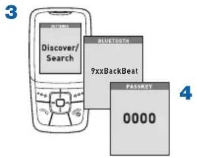 3 Discover/ Search BLUETOOTH 9xxBackBeat PASSKEY 0000 4