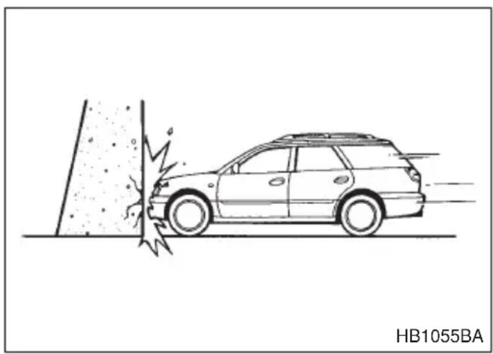 SUBARU Legacy (2002) - Examples of accident in which the SRS frontal airbag will most likely deploy. - 1