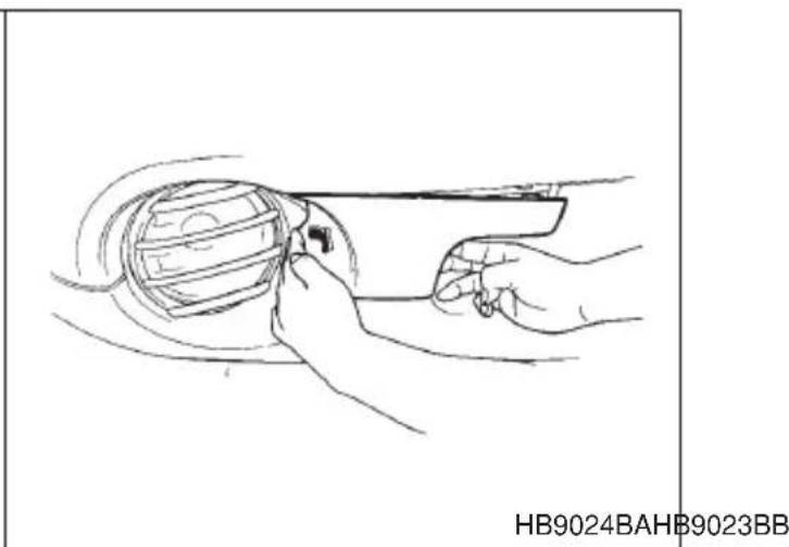 SUBARU Legacy (2002) - ▽ Towing hook cover removal procedure For except OUTBACK models: - 6