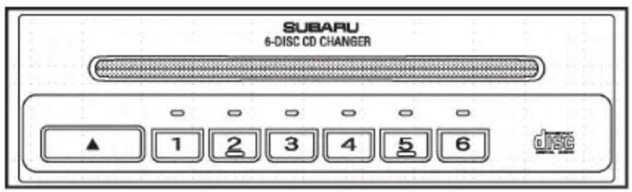 SUBARU 6-DISC CD CHANGER ▲ 1 2 3 4 5 6 disc
