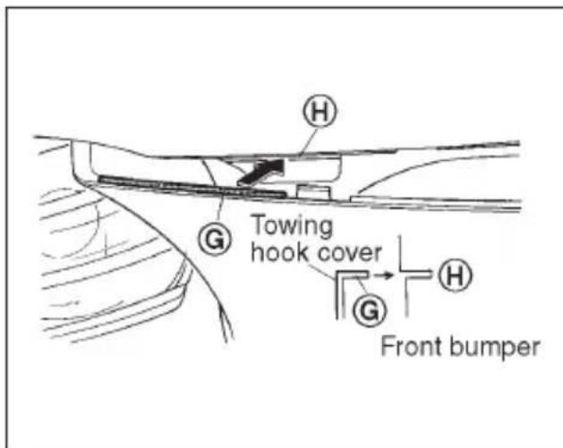 H G Towing hook cover G H Front bumper