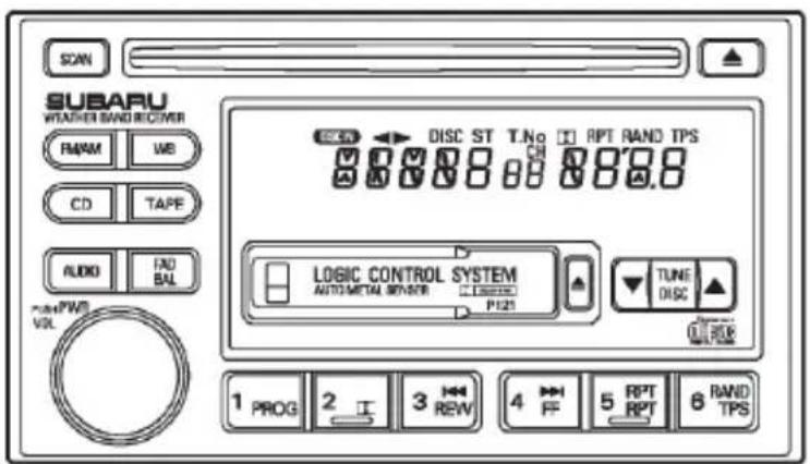 SCAN SUBARU WITCHER BAND RECITER RMMW WB CD TAPE AUDIO FND BAL PWR/PWR VOL 1 PROG 2_I 3 REW 4 FF 5 RPT RPT 6 RAND TPS DISC ST T.No CH RPT RAND TPS LOGIC CONTROL SYSTEM AUTOMETAL SENSOR P125 TUNE DISC RAND TPS