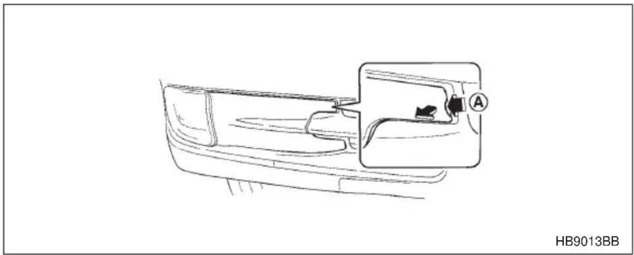 SUBARU Legacy (2002) - ▽ Towing hook cover removal procedure For except OUTBACK models: - 1