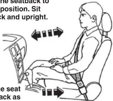 the seatback to position. Sit ck and upright. the seat ack as