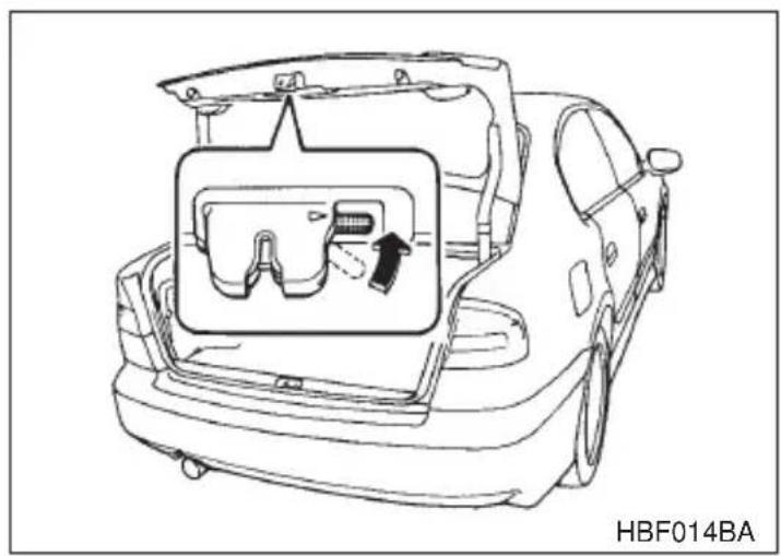 SUBARU Legacy (2002) - ▼To cancel the trunk lid release - 1