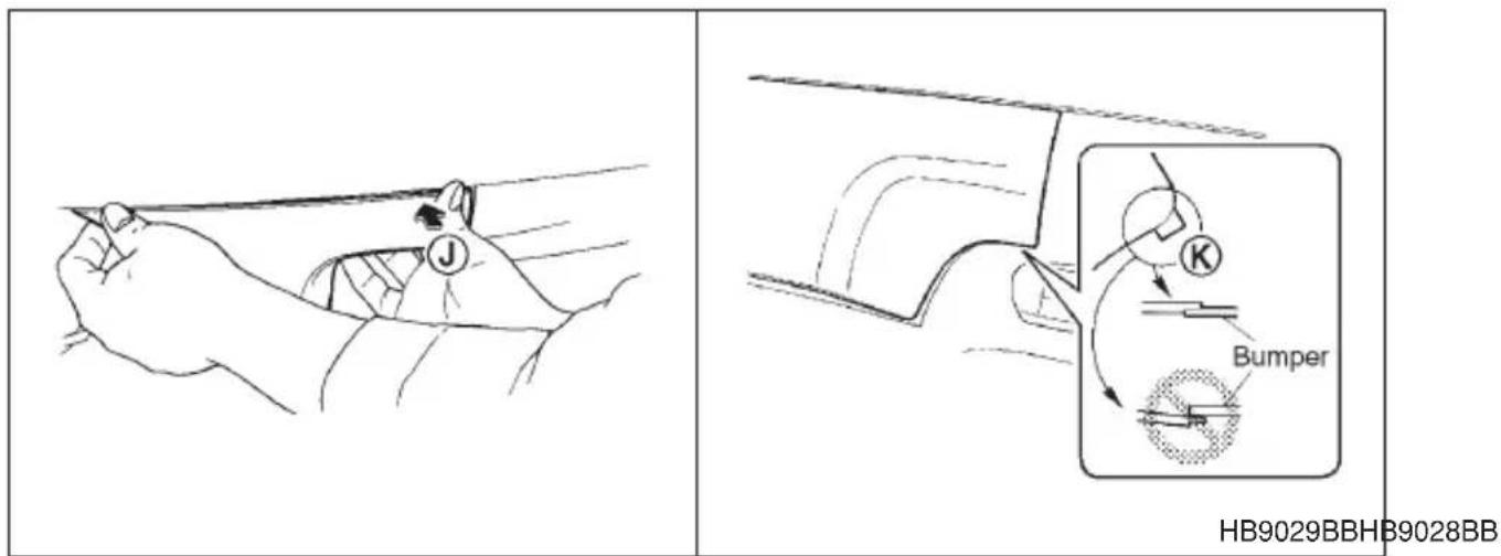SUBARU Legacy (2002) - Insert the guide E into the hole F. - 3