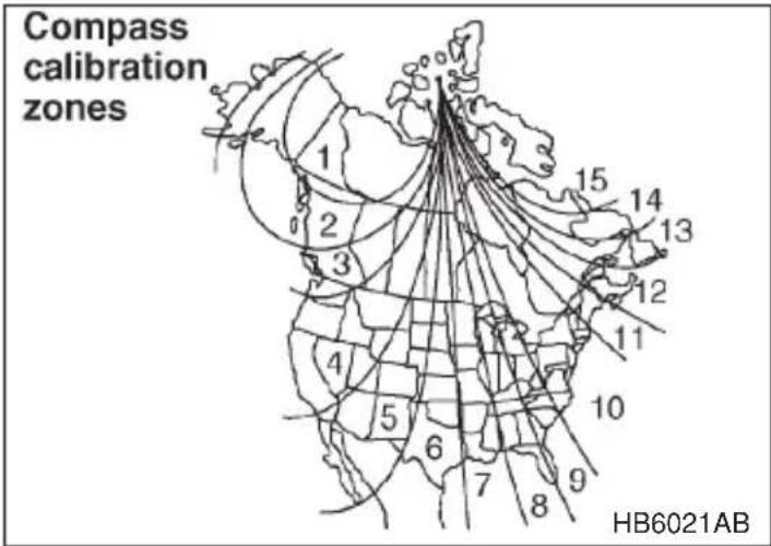 Compass calibration zones 1 2 3 4 5 6 7 8 9 10 11 12 13 14 15 HB6021AB