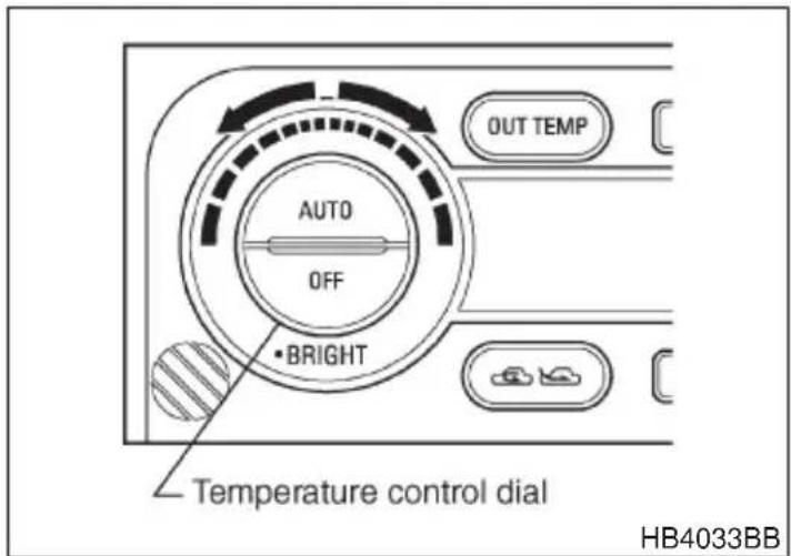 OUT TEMP AUTO OFF •BRIGHT Temperature control dial HB4033BB