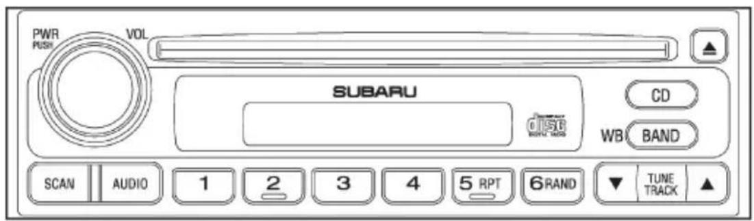 PWR VOL PUSH SUBARU CD WB BAND SCAN AUDIO 1 2 3 4 5 RPT 6 RAND TUNE TRACK