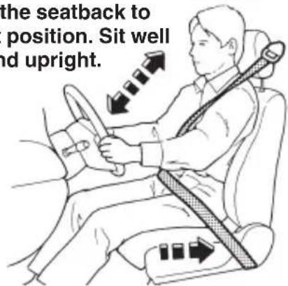 the seatback to position. Sit well and upright.