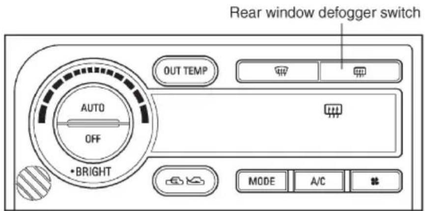 Rear window defogger switch OUT TEMP AUTO OFF •BRIGHT MODE A/C
