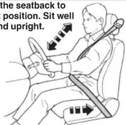 the seatback to position. Sit well nd upright.