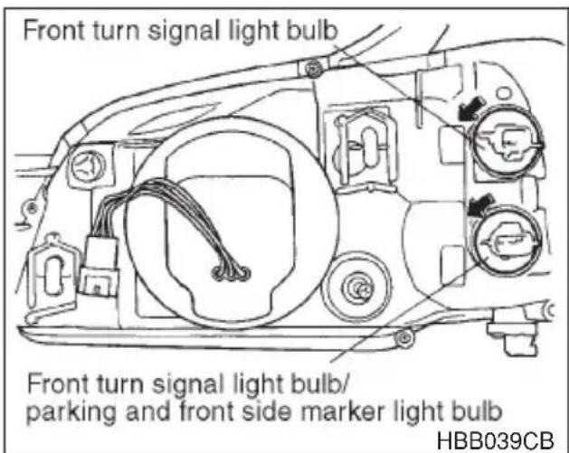 Front turn signal light bulb Front turn signal light bulb/ parking and front side marker light bulb HBB039CB