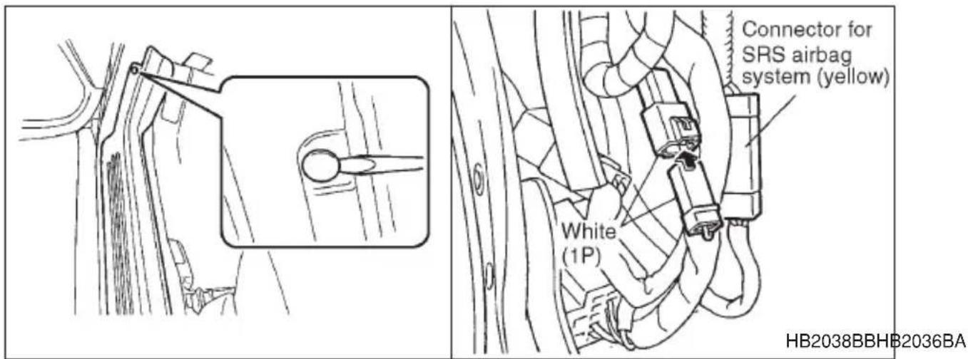 Connector for SRS airbag system (yellow) White (1P) HB2038BBHB2036BA