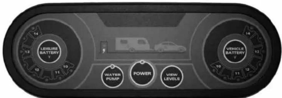 LEISURE BATTERY 14 12 10 11 13 14 13 12 11 10 WATER PUMP POWER VIEW LEVELS VEHICLE BATTERY
