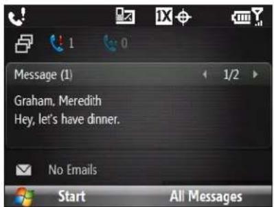 Message (1) Graham, Meredith Hey, let's have dinner. No Emails Start All Messages