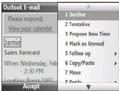 Outlook E-mail Please respond. View your calendar Jamie Sales Forecast When: Wednesday, Feb - 2:30 PM Location: Room 1001 Accept 1 Decline 2 Tentative 3 Propose New Time 4 Mark as Unread 5 Follow up 6 Copy/Paste 7 Move 8 Apply