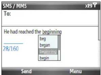 SMS / MMS To: He had reached the beginning beg began beginning begin 28/160 Send Menu