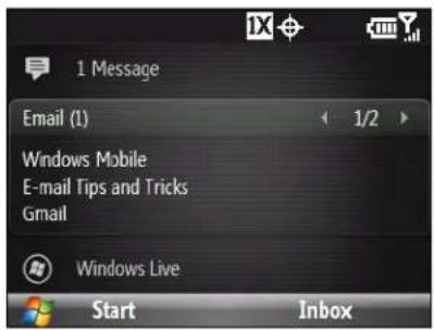 1 Message Email (1) Windows Mobile E-mail Tips and Tricks Gmail Windows Live Start Inbox