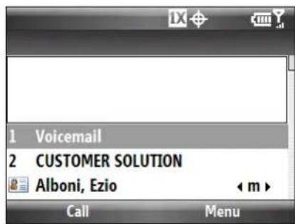1 Voicemail 2 CUSTOMER SOLUTION Alboni, Ezio < m > Call Menu