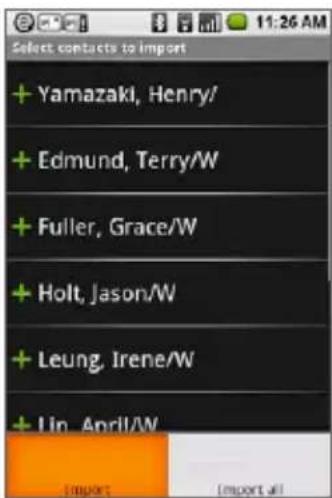 Select contacts to import + Yamazaki, Henry/ + Edmund, Terry/W + Fuller, Grace/W + Holt, Jason/W + Leung, Irene/W + Lin, April/W Import Import all