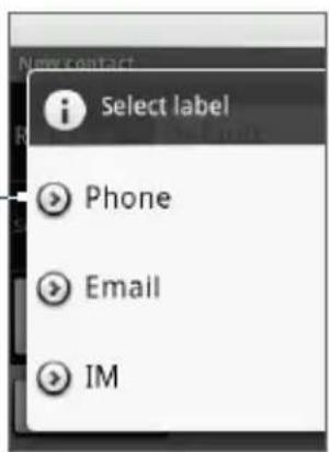 Select label Phone Email IM