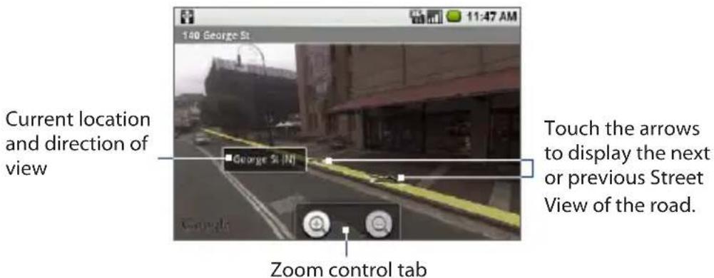 140 George St 11:47 AM Current location and direction of view George % (N) Touch the arrows to display the next or previous Street View of the road. Zoom control tab