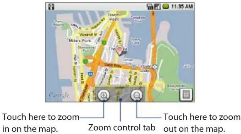 11:35 AM Touch here to zoom in on the map. Zoom control tab Touch here to zoom out on the map.