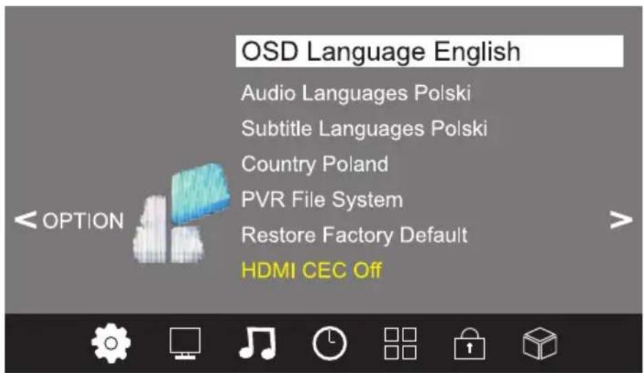 Cabletech URZ4024 - OPTIONSMENÜ - 1