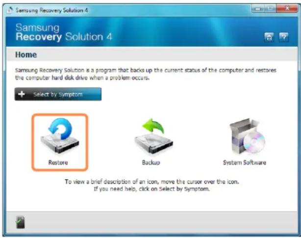 SAMSUNG NP-NB30 - If the initial menu screen appears, click Restore. - 1