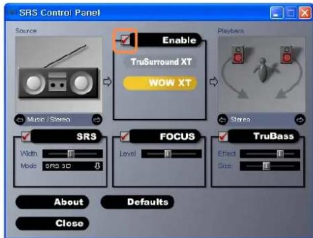 SAMSUNG NP-NB30 - Click on Control Panel > Sound, Voice and Audio Device > SRS Control Panel. - 1
