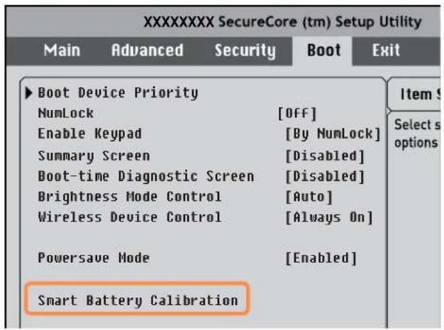 SAMSUNG NP-N220P - Move to the Boot > Smart Battery Calibration item using the direction keys and press . - 1