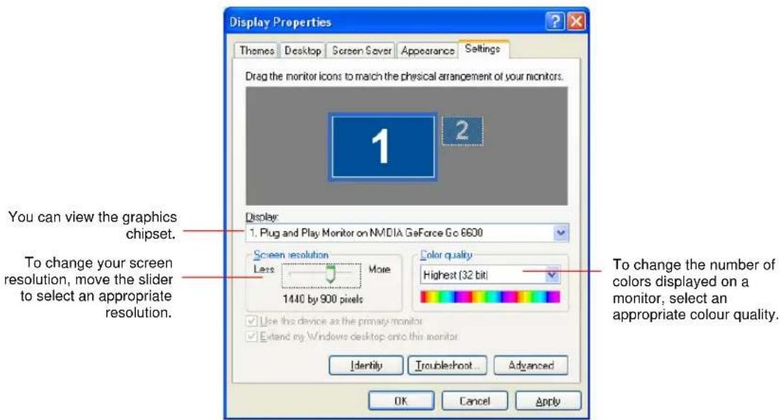 SAMSUNG NP-M70 - Configuring Resolution and Color Depth - 1