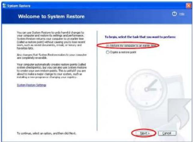 SAMSUNG NP-M50 - Returning your computer to an earlier restore point - 1