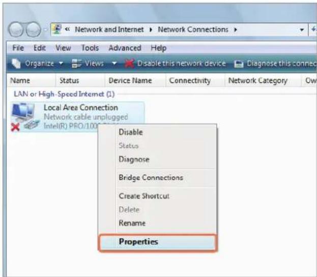 SAMSUNG NP-E372CE - Select Local Area Connection and click the right button of the touch pad and select Properties. - 1