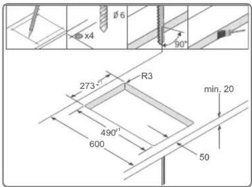 Ø6 x4 90° 273 R3 min. 20 490 600 50