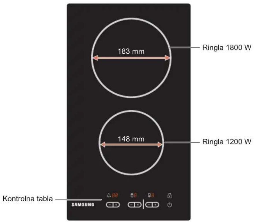 183 mm Ringla 1800 W 148 mm Ringla 1200 W Kontrolna tabla SAMSUNG