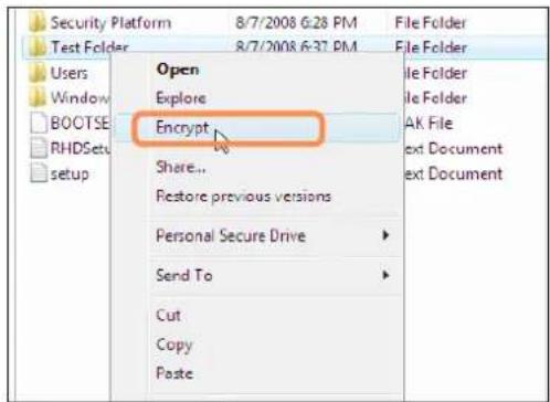 SAMSUNG NP-X460 - Select a folder (or file) to encrypt, rightclick it and select Encrypt. - 1