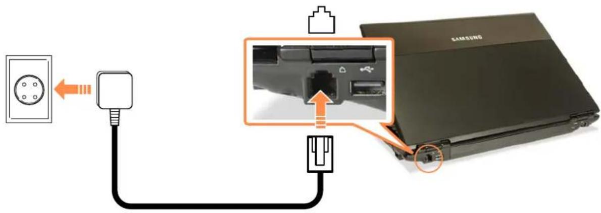SAMSUNG NP-X460 - Connect the phone cable to the Modem port. - 1