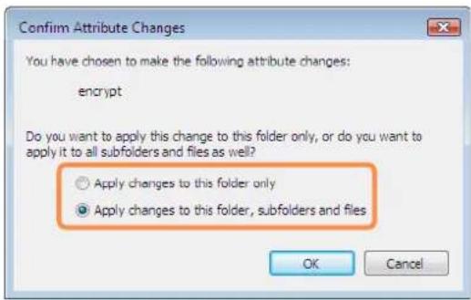 SAMSUNG NP-X460 - When the Confirm Attribute Change window appears, select the encryption coverage and click the OK button. (This window only appears when selecting folder encryption.) - 1