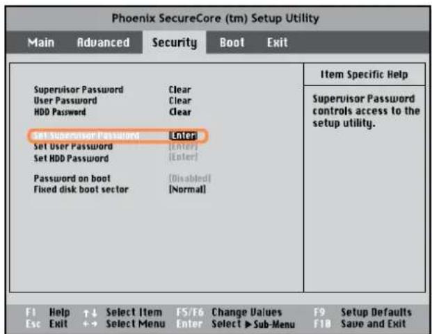 SAMSUNG NP-X460 - Setting a Supervisor Password - 1