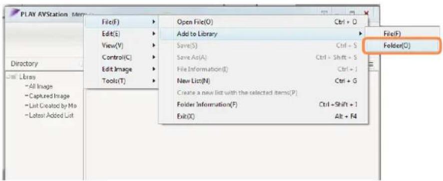 SAMSUNG NP-X460 - Select Menu > File > Add to Library > Folder. - 1